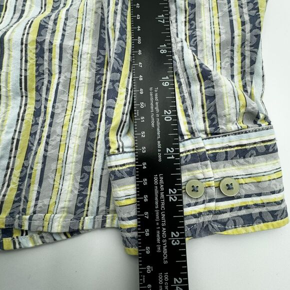 TOMMY BAHAMA | Men's XL Button Up Shirt White Blue Yellow Vertical Stripe Floral - Picture 5 of 11